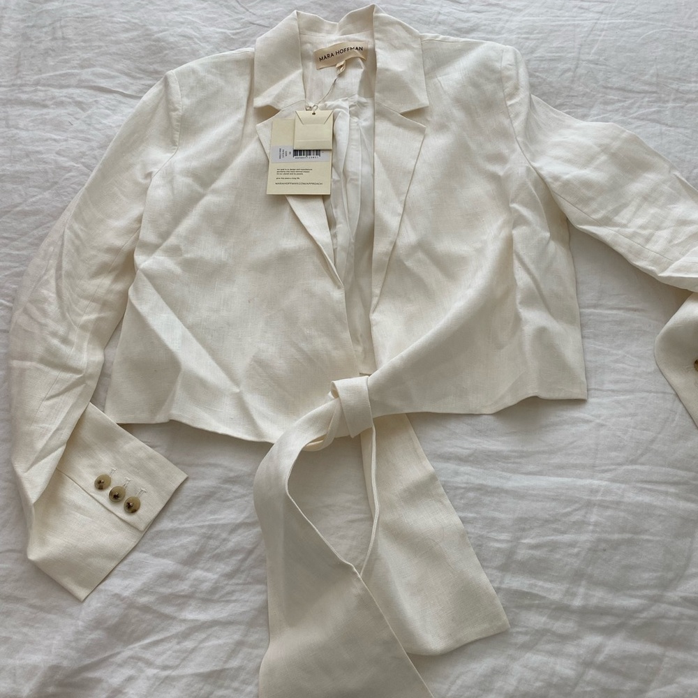 Cream Mara Hoffman tie blazer